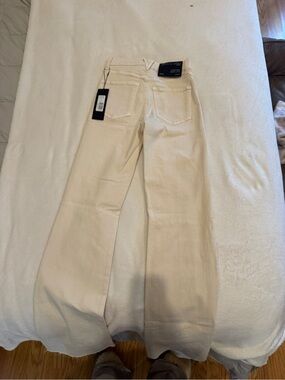 Veronica Beard Crosbie Cream High-Rise Wide-Leg Jeans